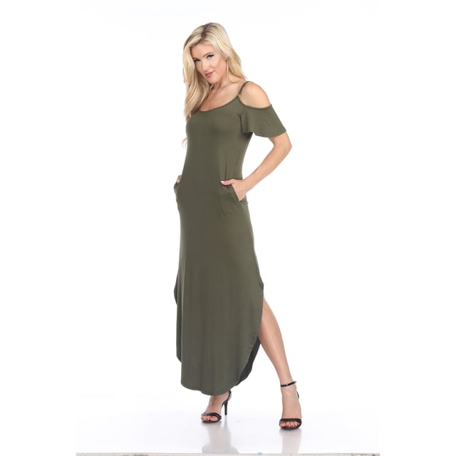 White Mark Women's Cold Shoulder Maxi Dress