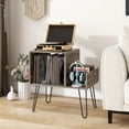 thumbnail image 4 of Gymax Record Player Stand Turntable Stand w/ Built-in Charging Station Metal Legs Gray, 4 of 10