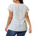 thumbnail image 3 of GRACE & GRANDEUR Hauts Floraux pour Femmes Grande Taille Col Rond Manches Courtes Évasées Blouse Décontractée Printemps Été 2X Violet Pâle, 3 of 7