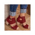 thumbnail image 1 of LUXUR Sandales Habillées à Talon Bloc Bas pour Femmes, Mode, à Boucle, Rouges, 8, 1 of 3