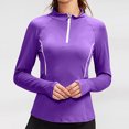 thumbnail image 2 of CEHVOM Blouse de Sport pour Femmes à Manches Longues, Couleur Unie, Fermeture Éclair, Col Rabattu, Liquidation, 2 of 8