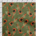 thumbnail image 3 of Soimoi Musical Instruments Print, Silk Fabric, Decor Sewing Fabric by The Yard 42 Inch Wide,Decorative Fabric for Shirts Suits Ties, Olive Green, 3 of 5