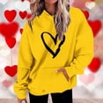thumbnail image 4 of Penkiiy Chandail à Capuchon Imprimé de la Saint-Valentin pour Femme à Col Rond, Haut à Manches Longues, Chandail à Capuchon, TG Jaune, 4 of 4