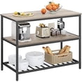 thumbnail image 1 of VASAGLE Kitchen Island with 3 Shelves, 47.2 Inches Kitchen Shelf with Large Worktop, Stable Steel Structure, Industrial, Easy to Assemble, Greige and Black, 1 of 6