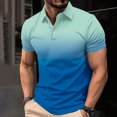 thumbnail image 2 of Birdeem Shirts for Men Mens Casual Gradient Short Sleeved Lapel Button Up T-Shirt Top, 2 of 12