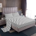 thumbnail image 1 of YST Polka Dots Bed Sheets Set Full Size 4pcs, Simple Style Modern Soft Sheet Set, Geometric Dots Printed Kids Girls Fitted Sheet For Bedroom， White Black Abstract Lightweight Bedding Set, 1 of 5