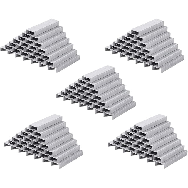 5 Pack of 5,000 Count Standard Staples, 26/6, ¼” Leg Length, Chisel Point Tips, Jam Free Staples, Fits All Standard Desktop Office Staplers, Best Office Products.Silver.