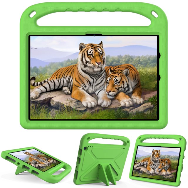 Étui Support EVA pour Amazon Fire HD8 / HD8 Plus 2020 2022 8 Pouces Antichoc Housse de Tablette Enfants Funda Conviviale Support à Main Capa Vert HD8 Plus 2020 2022