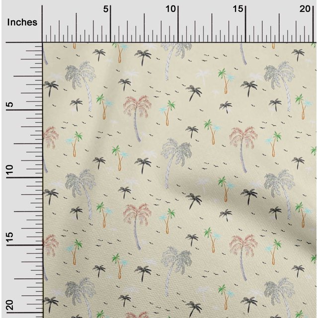 oneOone Silk Tabby Fabric Bird & Palm Tree Decor Fabric Printed BTY 42 Inch Wide