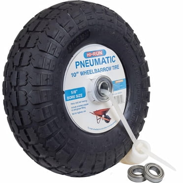 Hi-Run Stud Pneu 4.10/3.50-4 pour Brouette Assemblé Pneumatique avec Douille 5/8" Pré-monté