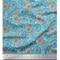 thumbnail image 1 of Soimoi Bleu Moss Tissu Georgette Roue Tissu à Imprimé Ethnique au Mètre 42 Pouces de Large, 1 of 3