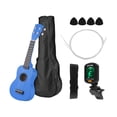 thumbnail image 3 of 21-Inch Soprano Acoustic Ukulele with Basswood Body, Bright Blue Finish - Includes Carrying Bag, Adjustable Strap (Random Color), Extra Nylon Strings, 4 Picks (Assorted Colors), and Open-Type Tuner, 3 of 6
