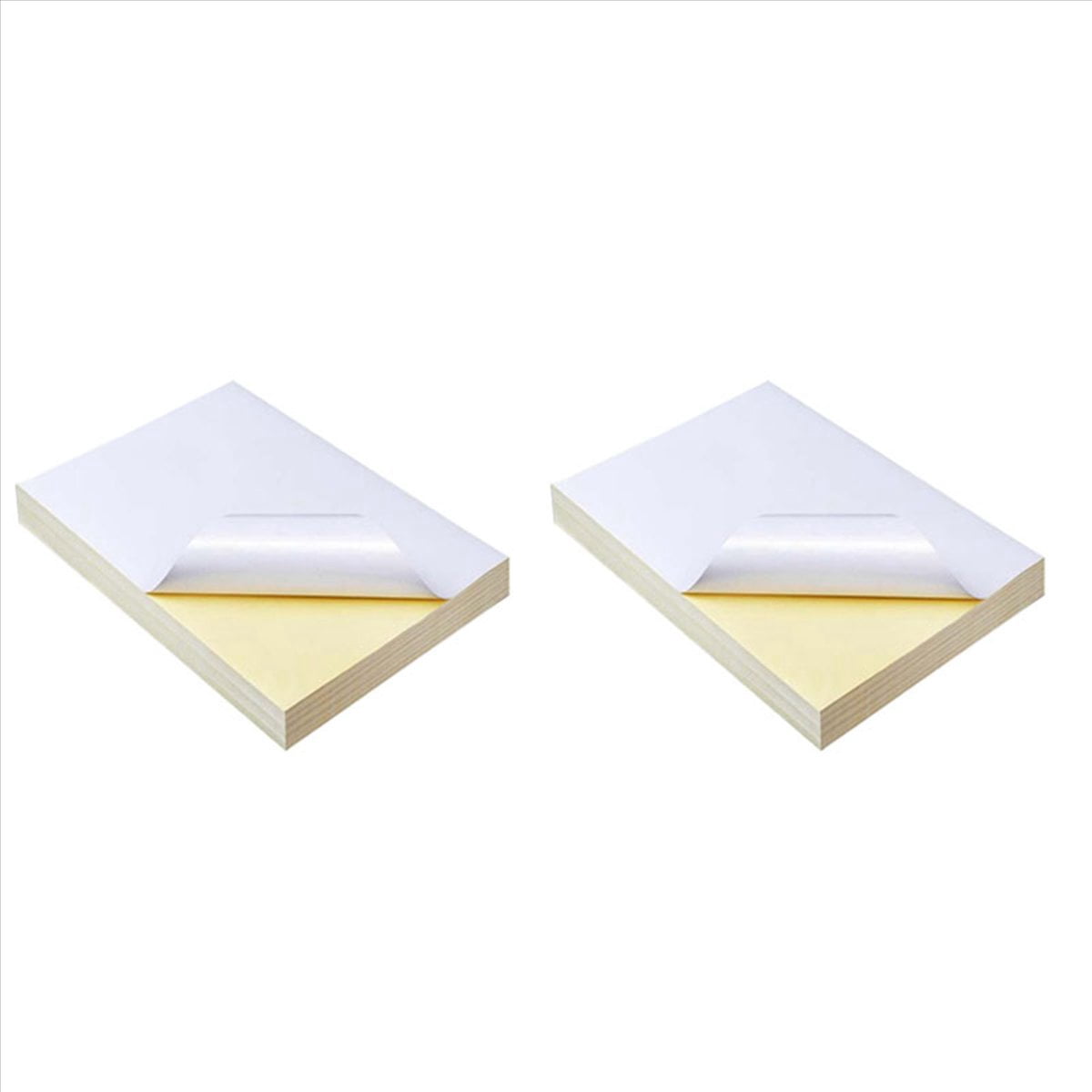 100 Sheets A4 White Self Adhesive Waterproof Sticker Label Glossy Surface Paper for Inkjet Printer Copier,100 x sticker paper,White&Yellow