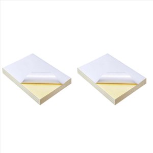 100 Sheets A4 White Self Adhesive Waterproof Sticker Label Glossy Surface Paper for Inkjet Printer Copier,100 x sticker paper,White&Yellow