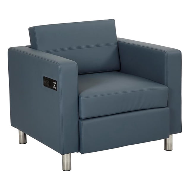 Chaise Atlantic avec Station de Recharge Simple en Tissu Bleu Dillon
