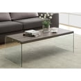 thumbnail image 3 of Monarch Specialties Coffee Table, Accent, Cocktail, Rectangular, Living Room, 44"l, Tempered Glass, Laminate, Brown, Clear, Contemporary, Modern, 3 of 4