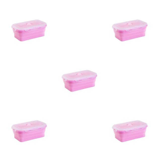 ZheElen Silicone Lunch Box Food Grade Silicone For Safe And Healthy Meals On Go pink 1200ml 5Set