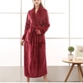 thumbnail image 1 of CFLVAEK Fleece Robes for Women Soft Long Bathrobes with Pockets Plus Size Warm Winter Robe Solid Color Fuzzy Plush Spa Robes with Belt Wine XL, 1 of 6