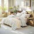 thumbnail image 4 of Nayoroom 3 Pieces Soft Microfiber Boho Floral Duvet Cover Green Botanical King Bedding Set with Colorful Flower Print Pattern, 4 of 5
