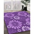 thumbnail image 3 of Ahgly Company Machine Washable Indoor Round Transitional Heliotrope Purple Area Rugs, 4' Round, 3 of 7