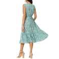 thumbnail image 3 of INSPIRE CHIC Robe d'Été Bohème de Plage pour Femme, Col en V, Sans Manches, Florale, Fluide, à Nouer, Midi, Décontractée, Robe Soleil, L Vert, 3 of 6