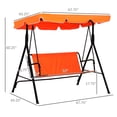 thumbnail image 3 of Outsunny Balançoire de Patio à 3 Places avec Auvent Réglable Orange, 3 of 10