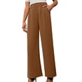 thumbnail image 1 of Timegard Work Pants for Women Casual Office Loose Pants Fall Ruched Straight Leg High Waist Trousers, 1 of 7