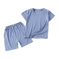 thumbnail image 1 of Birdeem Baby Boys and Girls Round Neck Short Sleeved Solid Color T-Shirt Low Waisted Shorts Set, 1 of 1