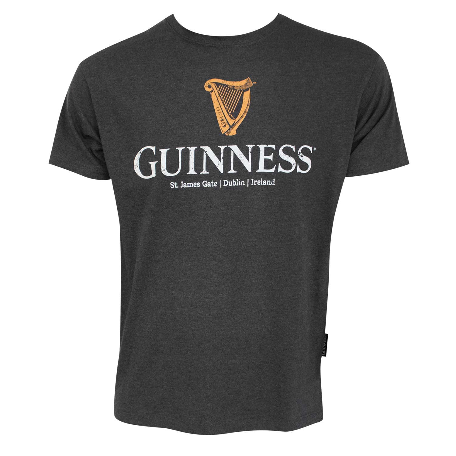 Guinness Men's Charcoal Grey Harp Logo T-Shirt-XLarge