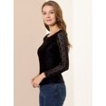 thumbnail image 4 of INSPIRE CHIC Blouse en Dentelle Transparente à Broderie Florale pour Femme à Col Rond à Manches Longues TG Noir, 4 of 6