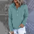 thumbnail image 2 of Timegard Chandails à Capuchon pour Femmes, Boutons, Manches Longues, Chandails Molletonnés, Chandail à Enfiler, Automne Hiver, Haut Ample avec Poche, 2 of 6