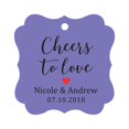 thumbnail image 1 of Darling Souvenir Cheers to Love Bottle Tag Personalized Wedding Favor Custom Hang Tags-Lavender-100 Tags, 1 of 1