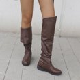 thumbnail image 3 of Dakaela Women's Slouchy Knee High Boots Comfortable Round Toe Riding Combat Boots for Fall and Winter Wear, 3 of 7