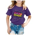 thumbnail image 1 of LUOGENLI T-Shirt pour Filles Enfants École Rentrée des Classes Imprimé Décontracté Manches Courtes Haut T-Shirt Maxi Hauts Ensembles Filles Tenue 2 Pcs Plage Violet 8-9 Ans, 1 of 7