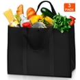 thumbnail image 1 of 3 Pack Reusable Grocery Bags, Foldable Shopping Cart Bags, Washable Large Storage Reusable Bags, Grocery Tote Bag with Reinforced Handles & Thick Plastic Support Bottom, 1 of 9