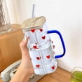 thumbnail image 3 of Heat Glass Cup With Straw 400ML Suitable For Cold Drinks Juice Milk Including Lid Glass Texture Suitable For Various Beverages Kitchen Cups Coffee Mug Large Drinking Set up Glass Food Storage, 3 of 3