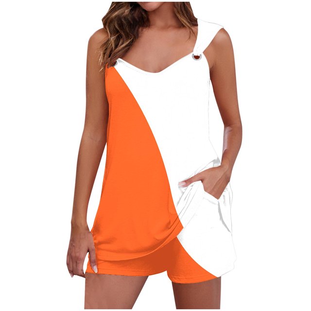 Yuyuzo Womens Lounge Sets Two Piece Square Neck Tank Tops Wide Leg Shorts with Pockets Matching Outfits
