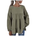 thumbnail image 1 of Babysbule Liquidation Haut d'Été pour Femmes Blouse à Manches Longues Lanterne à Col Rond pour Femmes Hauts, 1 of 8
