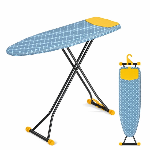 APEXCHASER Ironing Board with Iron Rest, Compact and Space Saver Iron Board, Extra Thick Cover, Height Adjustable, Wall Mount & C
