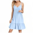 thumbnail image 1 of Kyusrd Robes d'Été à Bretelles pour Femmes 2025 Sans Manches à Col en V Mini Robe Chemise Décontractée Taille Haute Plissée Bohème à Volants Ligne A Robes d'Été, 1 of 9