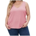 thumbnail image 1 of Timegard Womens Plus Size Tank Tops Ribbed V-Neck Comfy Casual Loose Shirt Top Basic Tee Blouse Undershirts, 1 of 7