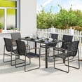 thumbnail image 2 of Outsunny 7 Pieces Outdoor Dining Set, Patio Table and Chairs for 6, Black, 2 of 10