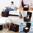 thumbnail image 4 of Costway Pouf Ottoman Cube Boîte de Rangement Siège de Salon Repose-Pieds avec Dessus à Charnière Brun, 4 of 9