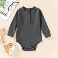 thumbnail image 2 of tarylea Toddler Baby Clothes Long Sleeve Crew Neck Button Rompers Solid Color Ribbed Outfits Casual Comfy Fall Outwear Jumpsuits for 0-24 Months, 2 of 3