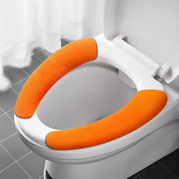 Household Adhesive Toilet Seat Cushion Cover Soft Velvet Removable Washable Bathroom Accessory for Standard Toilet