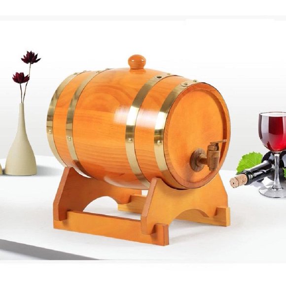 1.5L Oak Wooden Wine Barrel Whiskey Rum Beer Spirits Storage Brewing Cask Vintage