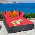 thumbnail image 1 of Costway Outdoor Patio Rattan Daybed Thick Pillows Cushioned Sofa Furniture Red, 1 of 10