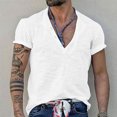 thumbnail image 1 of Shirts for Men, Mens Solid Color Fallow Button Round Neck Sports Short Sleeve Shirt, 1 of 6