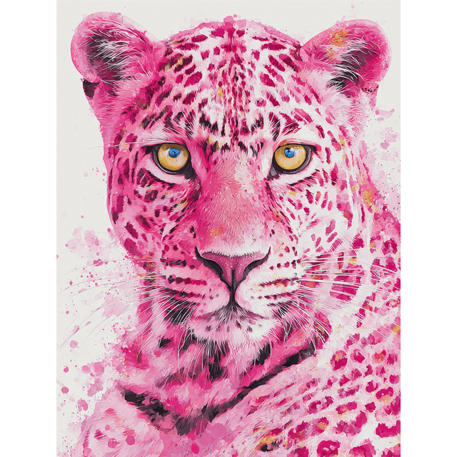 Pink Leopard Watercolor Canvas Wall Art 15.75x11.81 Inches