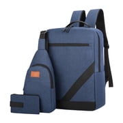 TopLLC 3 Pcs Laptop Backpack Set, Large Capacity Oxford Cloth College School Bag with USB Charging Port, Lightweight Minimalist Travel Business Backpack & Sling Chest Bag & Purse for Men & Women